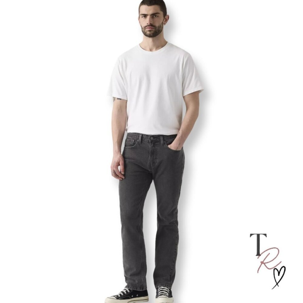 Levi’s 505 Men’s Regular Fit Black Charcoal Jeans Straight Leg 34 x 32